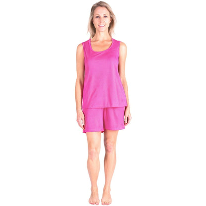 Women's Moisture Wicking Scoop Tank Drawstring Short Pajama Set