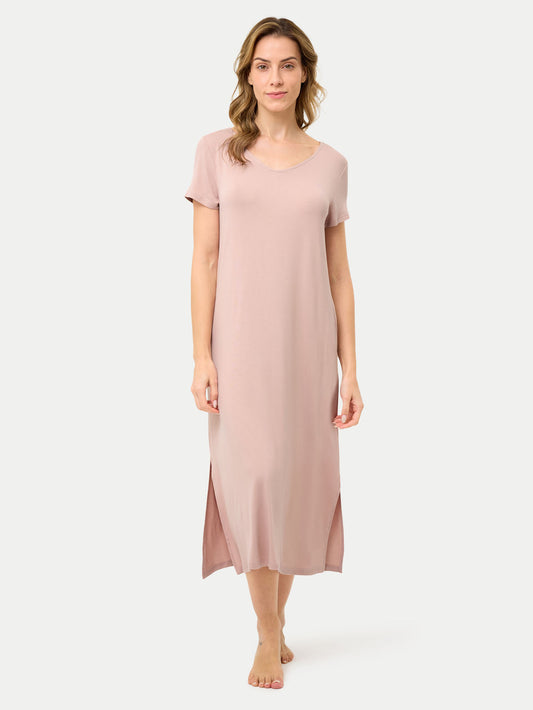 Short Sleeve Long Bamboo Sleepshirt